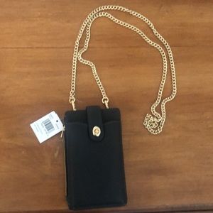 Turn lock Peppled Leather Phone Cross Body Bag